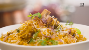 Garnish dum biryani